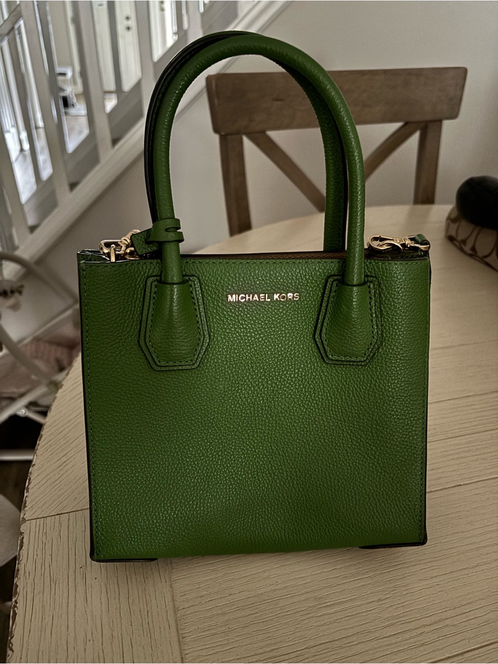Michael Kors Green Pebbled Leather Satchel